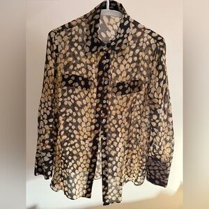 Massimo Dutti Sheer Button-Up Blouse with Lights Pattern